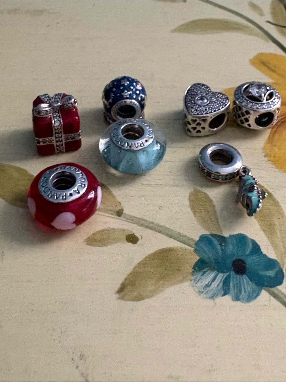 Pandora Sterling Silver & Red Enamel Charm Bead Set - Picture 2 of 6